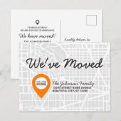 Postale Faire-part Épingle de carte de rue moderne Nous avons déménag (Devant / Derrière)
