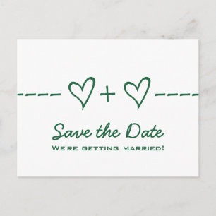 Postale Faire-part Équation Coeur vert Enregistrer la date Carte post