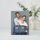 Postale Faire-part Étiquette transparente Navy | Carte de sauvegarde (Debout devant)