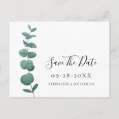 Postale Faire-part Eucalyptus Mariage Enregistrer La Date Carte Posta (Devant)