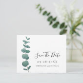 Postale Faire-part Eucalyptus Mariage Enregistrer La Date Carte Posta (Debout devant)
