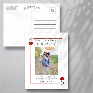 Postale Faire-part Faire part de mariage avec carte à jouer et monogr