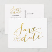 Postale Faire-part Faux Papier D'or Carte de Réservation 2 (Devant / Derrière)