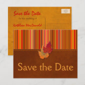 Postale Faire-part Feuille d'automne et carte de pré-réservation à ra (Devant / Derrière)