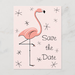 Postale Faire-part Flamant rose rose "Enregistrer la date" carte post
