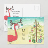 Postale Faire-part Flamant rose rose sur Sandy Beach Carte de voeux (Devant / Derrière)