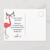 Postale Faire-part Flamant rose rose sur Sandy Beach Carte de voeux (Dos)