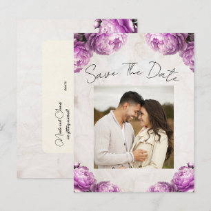 Postale Faire-part Fleurs de Pivoine Violet Lilas Vintage Carte de Pr