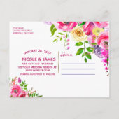Postale Faire-part Fleurs vives rose intense printemps carte de sauve (Dos)
