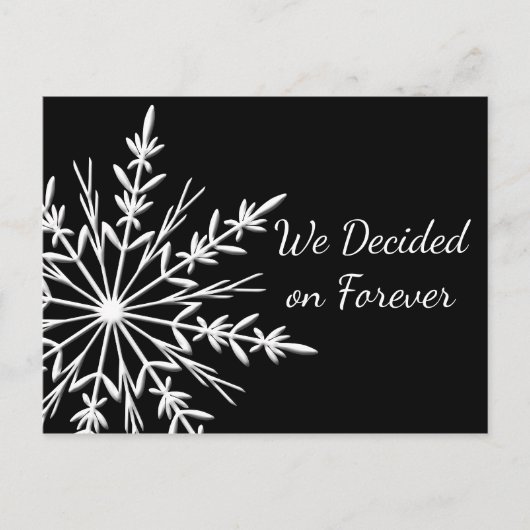 Postale Faire-part Flocon de neige sur carte de sauvegarde de mariage (Devant)