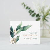 Postale Faire-part Flore botanique moderne rustique pour carte de sau (Debout devant)