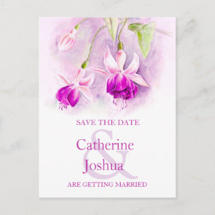 Postale Faire-part Fuchsia fleur peinte violet enregistrer la carte d