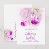 Postale Faire-part Fuchsia fleur peinte violet enregistrer la carte d (Devant / Derrière)