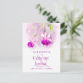 Postale Faire-part Fuchsia fleur peinte violet enregistrer la carte d (Debout devant)