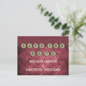 Postale Faire-part Fuchsia Steampunk Keys Enregistrer la date Carte p (Debout devant)