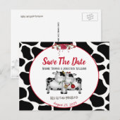 Postale Faire-part Fun Mariage vaches Enregistrer la date carte posta (Devant / Derrière)