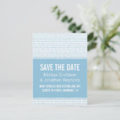 Postale Faire-part Geek Chic Enregistrer la date carte postale, bleu (Debout devant)