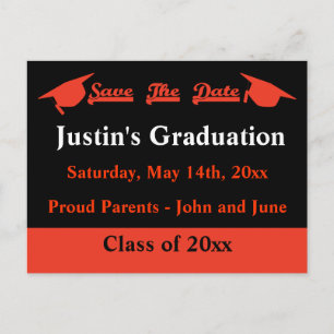 Postale Faire-part Graduation Enregistrer La Carte Date - Orange