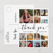 Postale Faire-part Graduation Photo Collage Script Merci Carte postal (Devant / Derrière)