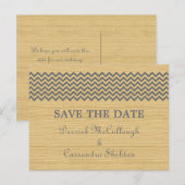 Postale Faire-part Gray Rustic Chevron Enregistrer la date Carte Post (Devant / Derrière)