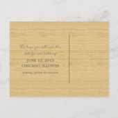 Postale Faire-part Gray Rustic Chevron Enregistrer la date Carte Post (Dos)