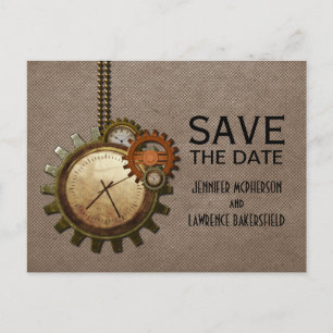 Postale Faire-part Horloge Vintage Mocha Enregistrer la date Carte po