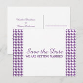 Postale Faire-part Houndstooth Enregistrer la date carte postale, vio (Devant / Derrière)