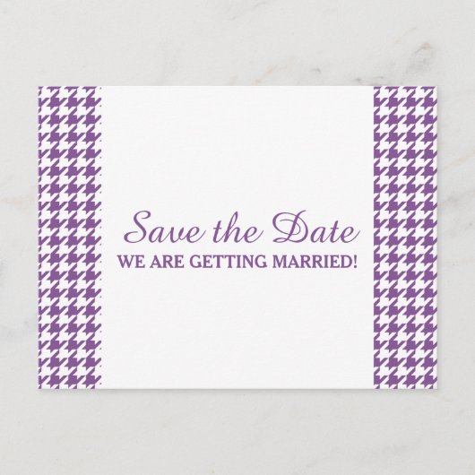 Postale Faire-part Houndstooth Enregistrer la date carte postale, vio (Devant)