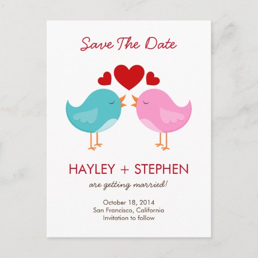 Postale Faire-part Inséparables Enregistrer La Carte Date (Devant)