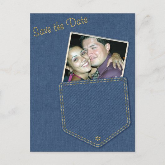 Postale Faire-part Jeans Pocket Denim Enregistrer la date carte posta (Devant)