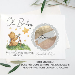 Postale Faire-part Jolie carte à gratter DIY Baby Shower Ourson
