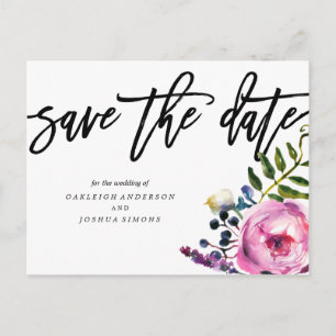 Postale Faire-part Jolies fleurs violettes Enregistrer la date Carte