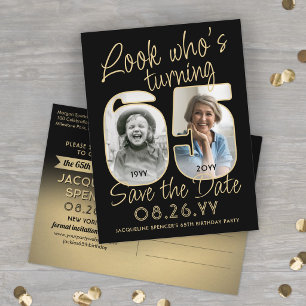 Postale Faire-part Joyeux 65e Anniversaire Carte de Sauvegarde de Dat