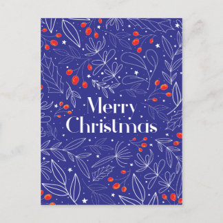 Postale Faire-part Joyeux Shinny Elegant Royal Blue Carte de Noël