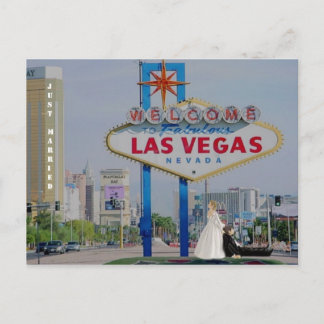 Postale Faire-part JUSTE MARIED Mariée glisser Groom Las Vegas Carte