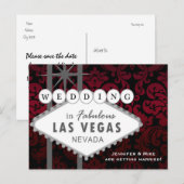 Postale Faire-part LAS VEGAS MARIAGE Damask Enregistrer la date Carte (Devant / Derrière)