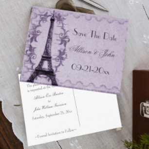 Postale Faire-part Lavender Paris Grunge Enregistrer La Date Carte Po
