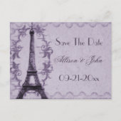 Postale Faire-part Lavender Paris Grunge Enregistrer La Date Carte Po (Devant)