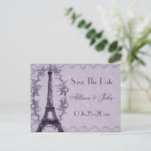 Postale Faire-part Lavender Paris Grunge Enregistrer La Date Carte Po (Debout devant)