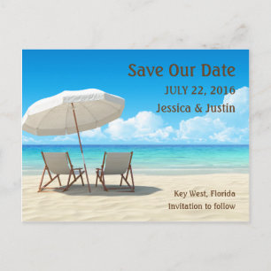 Postale Faire-part Les chaises de plage sauvent la carte de date
