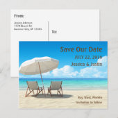 Postale Faire-part Les chaises de plage sauvent la carte de date (Devant / Derrière)