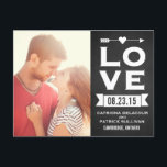 Postale Faire-part LOVE Rustic Chalkboard | Enregistrer la carte post<br><div class="desc">LOVE Rustic Chalkboard | Enregistrer la date Carte postale Amusant et rustique enregistrer la date photo carte postale avec typographie rétro. Des articles similaires sont disponibles dans mon magasin.</div>