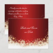 Postale Faire-part Luxe Gold Christmas Lace Enregistrer la carte de d (Devant / Derrière)