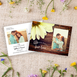 Postale Faire-part Mariage à la campagne Daisy et Barn Wood, carte "S