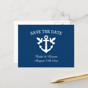 Postale Faire-part Mariage à thème nautique chic enregistrer la carte