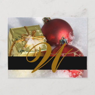 Postale Faire-part Mariage de Noël Monogramme Enregistrer la carte de