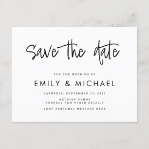 Postale Faire-part Mariage élégant moderne Enregistrer la date Carte 