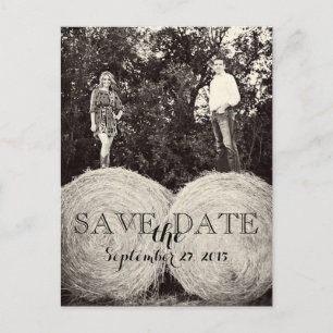 Postale Faire-part Mariage Hay Bales Photo ENREGISTRER LA DATE Carte