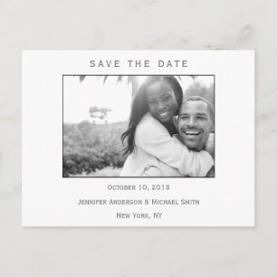 Postale Faire-part Mariage moderne noir et blanc, carte de sauvegarde