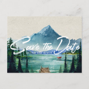 Postale Faire-part Mariage rustique au bord du lac Carte de sauvega